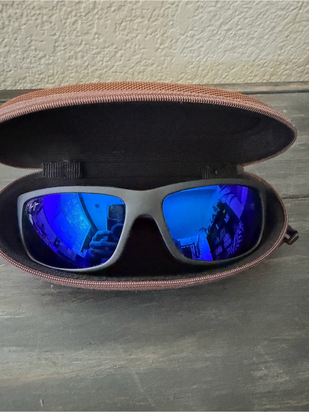 Maui Jim Matte Black Frame Sunglasses with Blue Mirror Lenses - World Cup